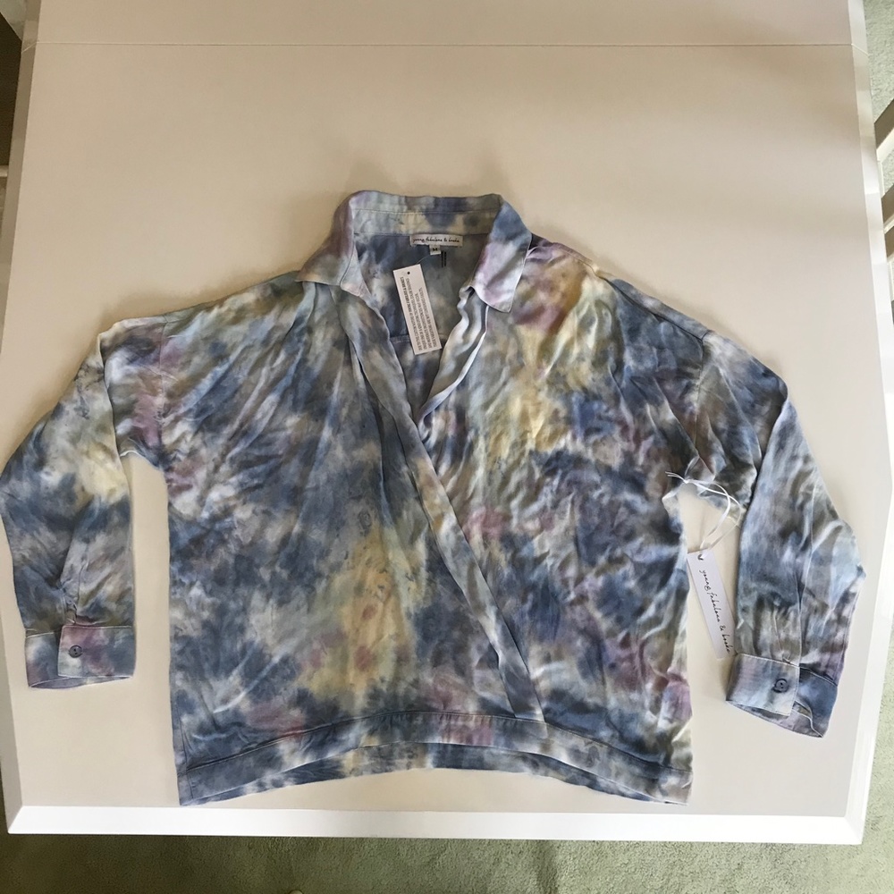 NWT Young Fabulous & Broke Tie Dye Faux Wrap Top - Picture 9 of 13